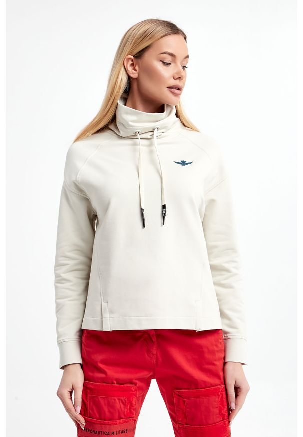 Aeronautica Militare - Bluza damska AERONAUTICA MILITARE. Typ kołnierza: kołnierzyk stójkowy. Materiał: dresówka, tkanina, bawełna. Wzór: aplikacja