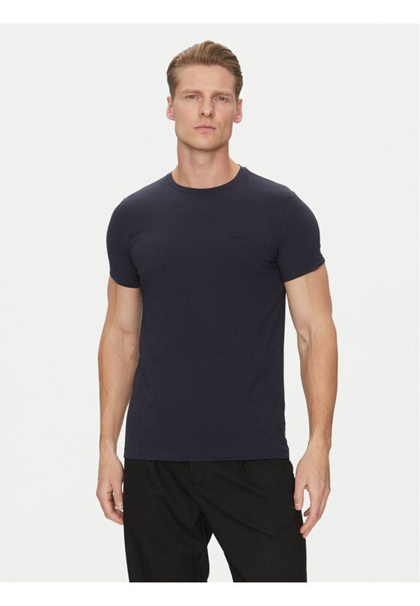 Calvin Klein T-Shirt K10K112724 Granatowy Slim Fit. Kolor: niebieski. Materiał: bawełna