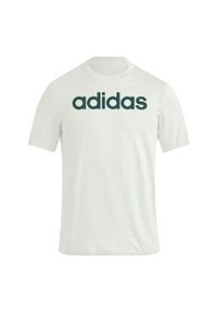 Adidas - Essentials Single Jersey Linear Embroidered Logo Tee. Kolor: beżowy. Materiał: jersey