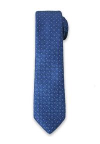Stylowy Krawat Męski w Drobny Biały Wzór - 6 cm - Alties, Niebieski. Kolor: niebieski. Materiał: tkanina. Styl: elegancki