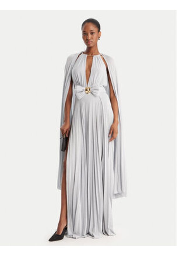 Elisabetta Franchi Sukienka wieczorowa AB-R13-51E2-V860 Srebrny Regular Fit. Kolor: srebrny. Materiał: wiskoza. Styl: wizytowy
