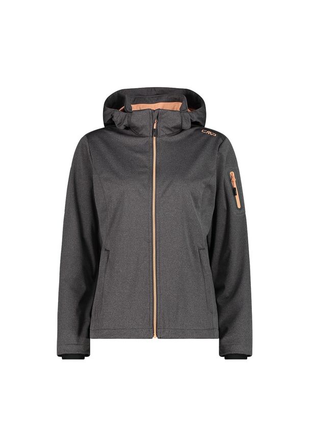Kurtka damska turystyczna CMP 39A5016M. Typ kołnierza: kaptur. Kolor: szary. Materiał: softshell. Sport: turystyka piesza