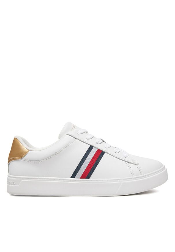 TOMMY HILFIGER - Tommy Hilfiger Sneakersy Essential Court Sneaker FW0FW08321 Biały. Kolor: biały. Materiał: skóra