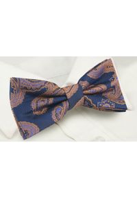 Mucha Męska z Poszetką - Alties - Duży, Pomarańczowy Wzór Paisley. Kolor: pomarańczowy. Wzór: paisley. Styl: sportowy, elegancki