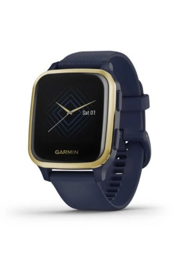 GARMIN - Zegarek sportowy Garmin Venu Sq Music złoto-granatowy. Rodzaj zegarka: smartwatch. Kolor: złoty, niebieski, wielokolorowy. Styl: sportowy