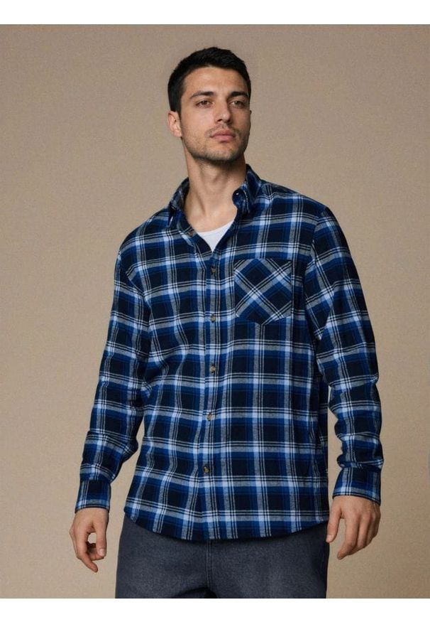 Sinsay - Koszula z długim rękawem - niebieski. Kolor: niebieski. Długość rękawa: długi rękaw. Długość: długie