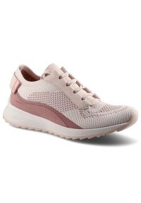 Różowe Sneakersy Tamaris Damskie Stylowe Obuwie. Okazja: na co dzień, na spacer. Kolor: różowy. Materiał: materiał. Szerokość cholewki: normalna. Wzór: aplikacja, napisy. Sport: turystyka piesza