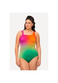 ULLA POPKEN - Damski Kostium kąpielowy wycięcia usztywniane miseczki potrójne ramiączko. Kolekcja: plus size. Kolor: zielony. Materiał: elastan, poliamid, materiał
