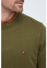 TOMMY HILFIGER - Tommy Hilfiger sweter z domieszką kaszmiru kolor zielony lekki. Kolor: zielony. Materiał: kaszmir. Styl: klasyczny #4