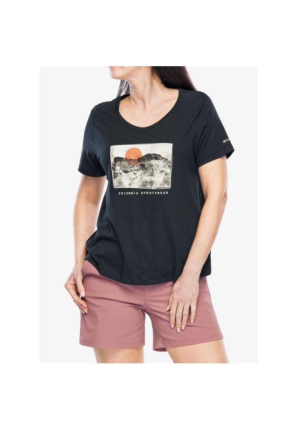 columbia - Koszulka z nadrukiem damska Columbia Ruby Springs Graphic Scoop Neck S/S. Kolor: czarny. Wzór: nadruk
