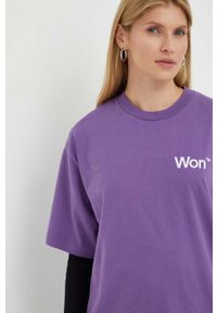 Won Hundred t-shirt kolor fioletowy z nadrukiem. Kolor: fioletowy. Materiał: bawełna, dzianina, prążkowany. Wzór: nadruk #5
