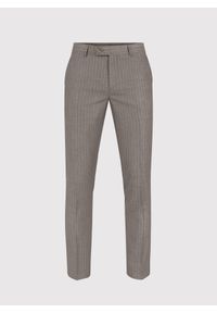 Pako Lorente - PAKO LORENTE – Beżowe spodnie garniturowe w prążek. Kolor: beżowy. Materiał: wiskoza, poliester. Wzór: prążki. Styl: elegancki #6