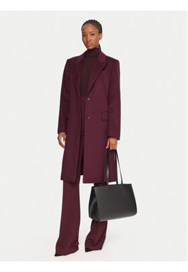 BOSS Płaszcz wełniany Classin 50548371 Fioletowy Regular Fit. Kolor: fioletowy. Materiał: wełna