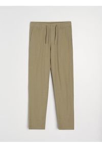 Sinsay - Spodnie straight leg z domieszką lnu - zielony. Kolor: zielony. Materiał: len