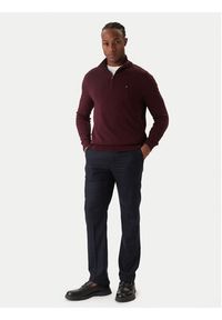 TOMMY HILFIGER - Tommy Hilfiger Sweter Essential MW0MW37331 Bordowy Regular Fit. Kolor: czerwony. Materiał: bawełna #5