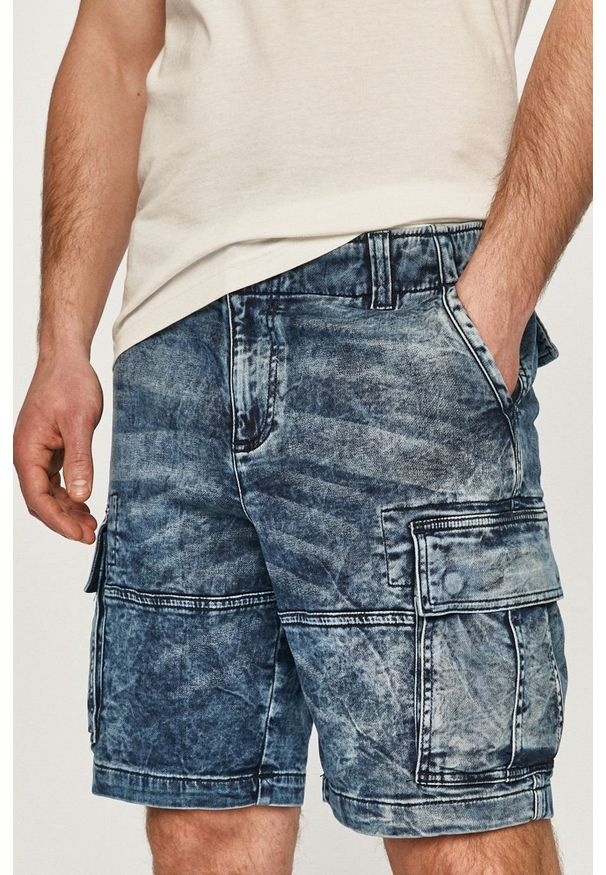 Desigual Szorty jeansowe męskie kolor granatowy. Okazja: na co dzień. Kolor: niebieski. Materiał: jeans. Styl: casual