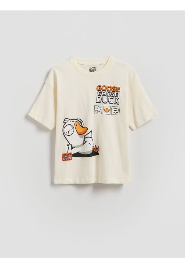 Reserved - T-shirt Goose Goose Duck - złamana biel. Materiał: dzianina, bawełna