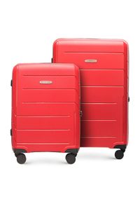 Wittchen - Zestaw walizek z polipropylenu w nowoczesny wzór. Kolor: czerwony. Materiał: guma. Wzór: geometria. Styl: wakacyjny, biznesowy #1