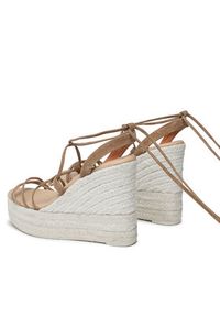 Manebi Espadryle Soft Suede Lace-Up Wedge Espadrilles L 8.7 WA Brązowy. Kolor: brązowy. Materiał: skóra, zamsz #5