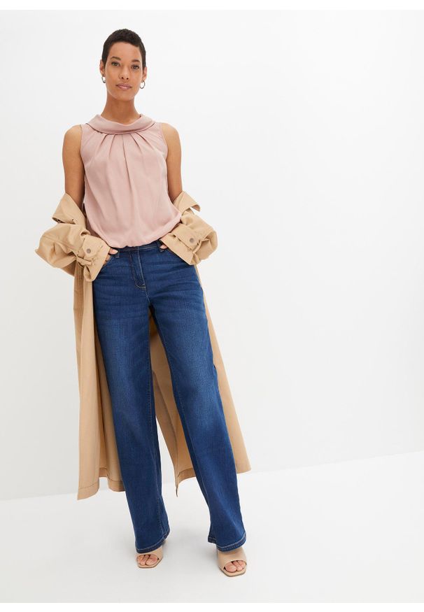 bonprix - Bluzka bez rękawów. Kolor: różowy. Długość rękawa: bez rękawów