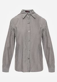 Born2be - Czarna Klasyczna Koszula z Bawełną w Paski Zapinana na Ozdobne Guziki Doriareida. Okazja: na co dzień, na spacer. Kolor: czarny. Materiał: bawełna. Wzór: paski. Styl: klasyczny #3