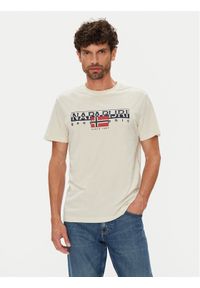 Napapijri T-Shirt S-Aylmer NP0A4HTO Beżowy Regular Fit. Kolor: beżowy. Materiał: bawełna