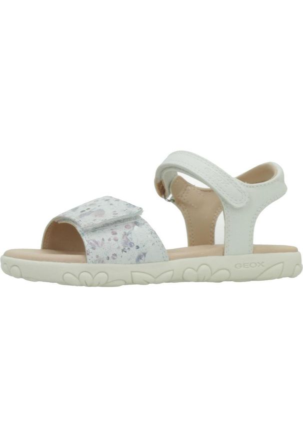 Geox - Sandały GEOX J SANDAL HAITI GIRL Biały. Kolor: biały. Materiał: syntetyk, skóra. Sport: turystyka piesza