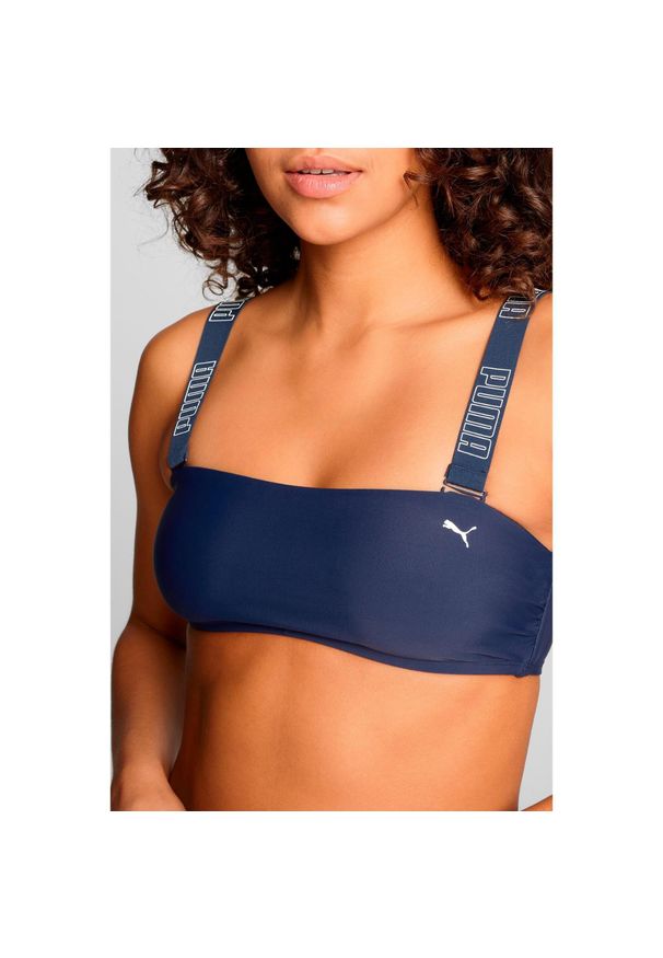 Puma - Góra od bikini Bandeau granatowa. Kolor: niebieski. Materiał: poliester