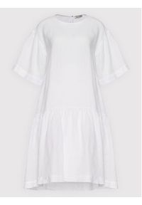 CAPPELLINI - Cappellini Sukienka codzienna M02305T0 01617 Biały Relaxed Fit. Okazja: na co dzień. Kolor: biały. Materiał: len. Typ sukienki: proste. Styl: casual #2