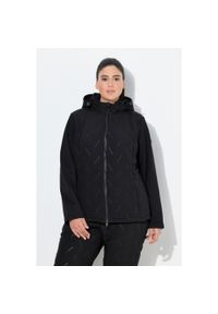 ULLA POPKEN - Damskie Kurtka softshellowa pikowana HYPRAR hydrofobowa kaptur. Kolekcja: plus size. Kolor: czarny. Materiał: poliester, materiał. Sport: turystyka piesza