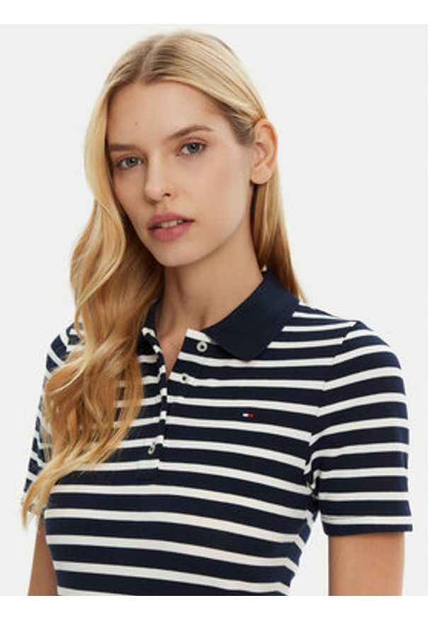 TOMMY HILFIGER - Tommy Hilfiger Polo 1985 WW0WW43225 Granatowy Slim Fit. Typ kołnierza: polo. Kolor: niebieski. Materiał: bawełna