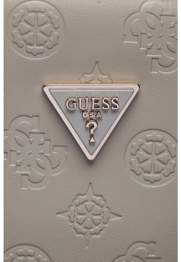 Guess - GUESS Szara shopperka Jena. Kolor: szary. Materiał: skórzane