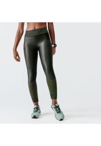 KALENJI - Legginsy do biegania damskie Kalenji Dry+ Feel. Kolor: brązowy, wielokolorowy, zielony. Materiał: materiał, elastan, poliester. Sport: fitness