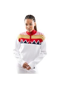 SIROKO - Damski sweter dzianinowy ze stójką Siroko Sapporo-W White. Typ kołnierza: kołnierzyk stójkowy. Kolor: biały. Materiał: dzianina. Długość: krótkie. Wzór: ze splotem. Sezon: zima. Sport: snowboard #1