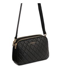 Kazar - Minimalistyczna pikowana torebka z licowej skóry. Kolor: czarny. Materiał: skórzane. Styl: elegancki #2