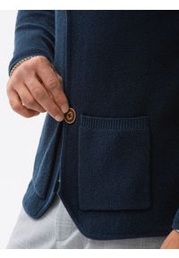 Ombre Clothing - Sweter męski bawełniany E193 - granatowy - XXL. Kolor: niebieski. Materiał: bawełna. Styl: elegancki #3