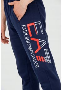 EA7 Emporio Armani - EA7 Męskie długie granatowe spodnie dresowe, Rozmiar M. Kolor: niebieski. Materiał: dresówka, bawełna