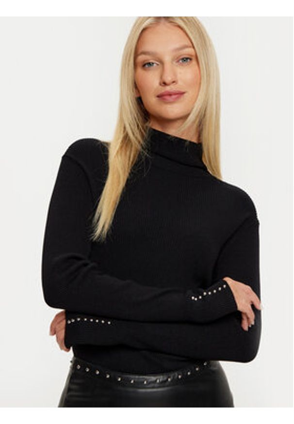 Morgan Sukienka dzianinowa 242-RPEPPER Czarny Slim Fit. Kolor: czarny. Materiał: skóra, wiskoza