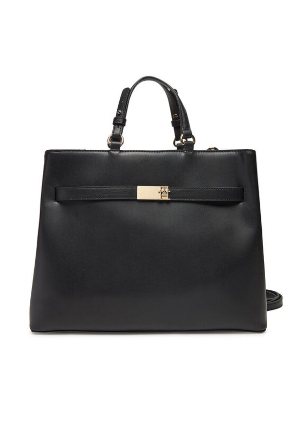 TOMMY HILFIGER - Tommy Hilfiger Torebka Heritage Satchel AW0AW17211 Czarny. Kolor: czarny. Materiał: skórzane