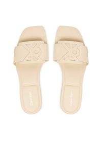 Calvin Klein Klapki Square Flat Sandal Emblem HW0HW03128 Écru. Materiał: skóra #6