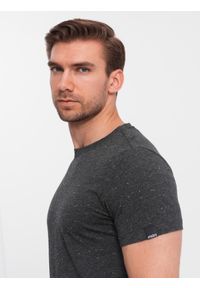 Ombre Clothing - T-shirt męski z ozdobnym efektem confetti - czarny V5 OM-TSCT-0178 - XXL. Okazja: na co dzień. Kolor: czarny. Materiał: bawełna. Wzór: jednolity. Styl: casual #2