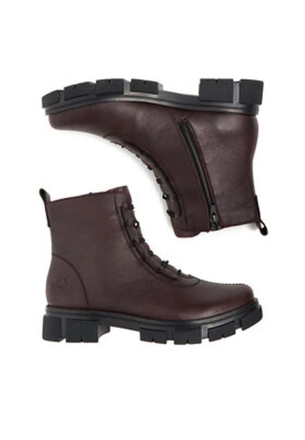 Rieker Trzewiki Y7150-35 Bordowy. Kolor: czerwony. Materiał: skóra, syntetyk