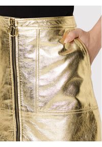 Pinko Spódnica skórzana Gerardina 1G183M A01O Złoty Regular Fit. Kolor: złoty. Materiał: skóra