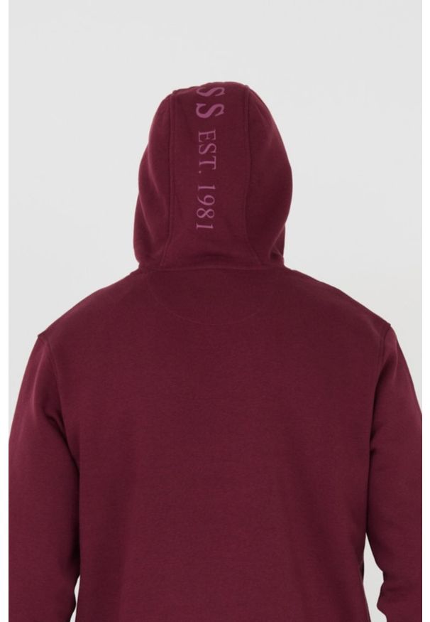 Guess - GUESS Bordowa bluza. Typ kołnierza: kaptur. Kolor: czerwony