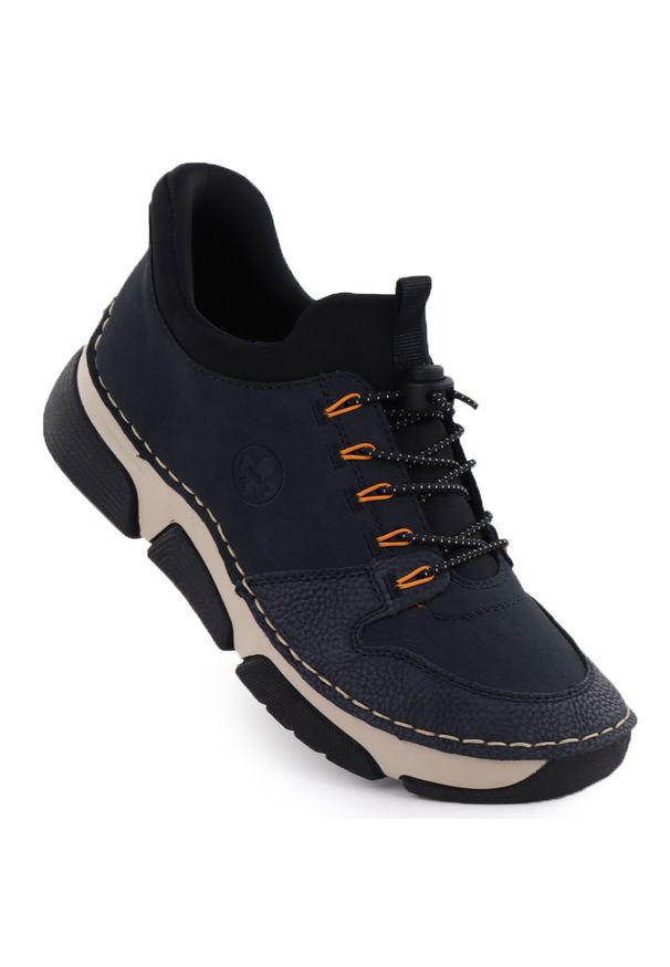 Półbuty damskie sneakersy komfortowe granatowe Rieker 45963-14. Kolor: niebieski. Materiał: skóra ekologiczna