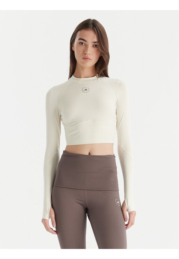 Adidas by Stella McCartney - adidas by Stella McCartney Koszulka techniczna Training JM1403 Beżowy Slim Fit. Kolor: beżowy. Materiał: syntetyk