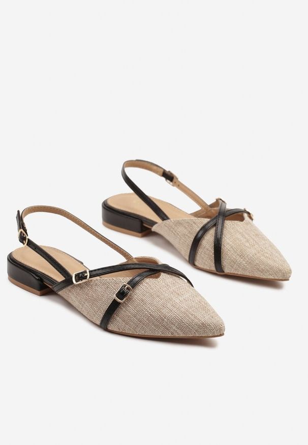 Born2be - Ciemnobeżowe Sandały Slingback z Paskami z Klamrami Korissea. Okazja: na co dzień, na spacer. Zapięcie: klamry. Kolor: beżowy. Wzór: aplikacja. Obcas: na obcasie. Styl: klasyczny, casual. Wysokość obcasa: średni
