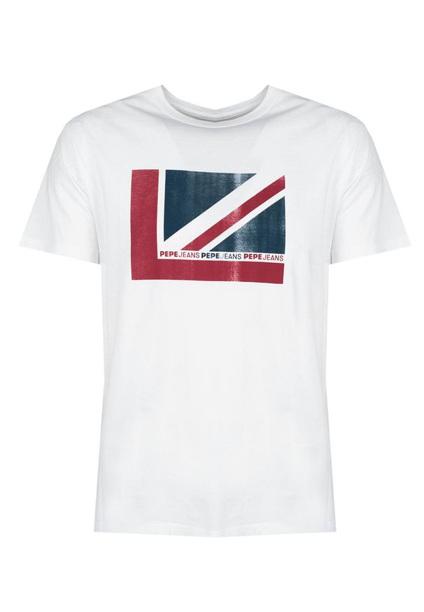 Pepe Jeans T-shirt "Ramone" | PM508016 | Ramone | Mężczyzna | Biały. Okazja: na co dzień. Kolor: biały. Materiał: bawełna. Wzór: aplikacja, nadruk. Styl: casual