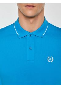 Big-Star - Koszulka męska polo niebieska Polian 401. Typ kołnierza: polo. Kolor: niebieski. Materiał: dzianina, bawełna. Wzór: haft, paski, ze splotem. Styl: sportowy #6