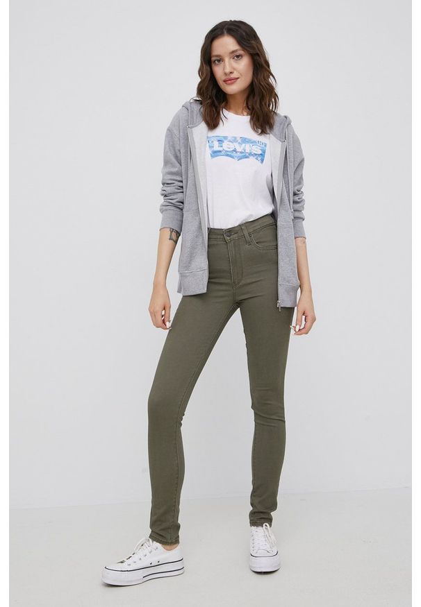 Levi's® - Levi's bluza damska kolor szary z kapturem melanżowa. Okazja: na spotkanie biznesowe, na co dzień. Typ kołnierza: kaptur. Kolor: szary. Materiał: dzianina. Wzór: melanż. Styl: casual, biznesowy